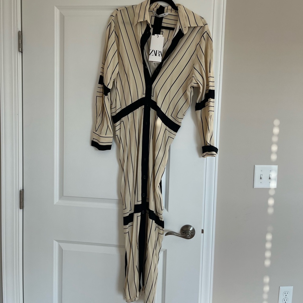 COPY - Zara geometric button up midi dress